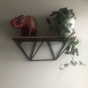 Wood Top Shelf with Black Metal Base